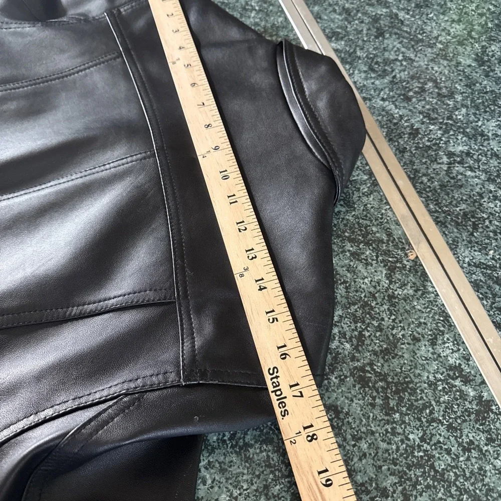 SONOMA Life + Style 100% Lambskin Leather Zip Up Modern Jacket Top Size M VTG